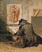 Jean Simeon Chardin Young Student Drawing oil painting on canvas